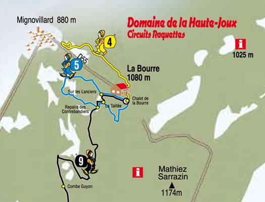 Les piste de raquettes au départ de La Bourre